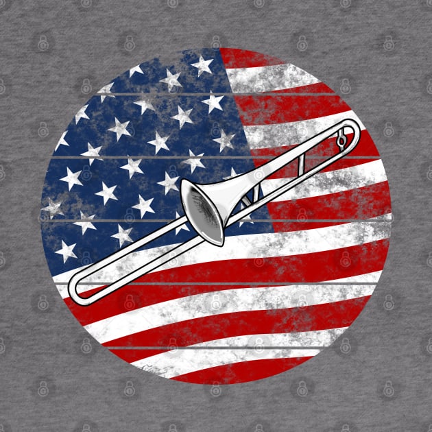 Trombone USA Flag Trombonist Brass Musician 4th July by doodlerob